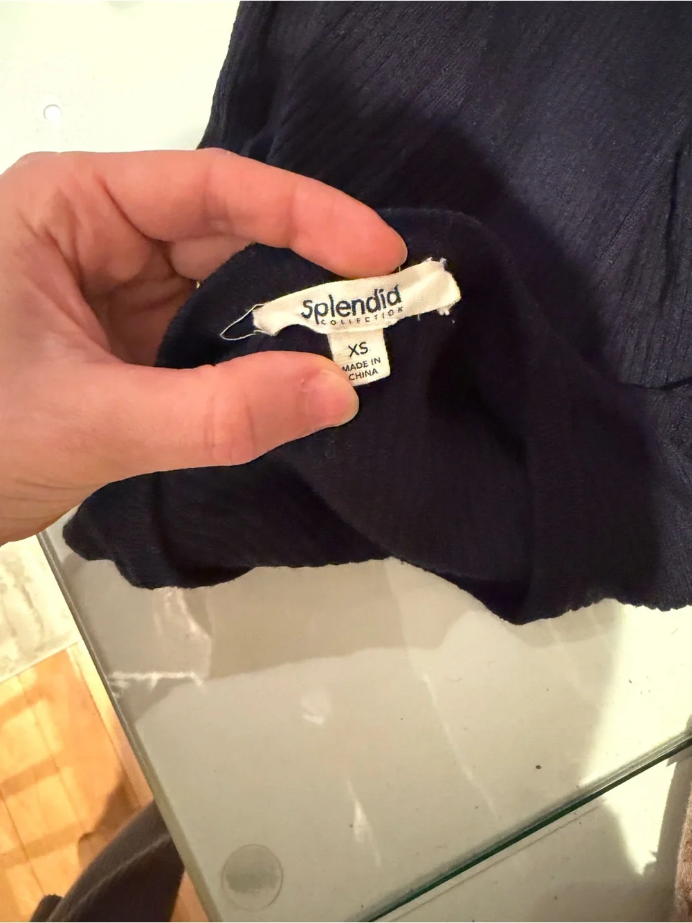 Splendid Navy Ribbed Crewneck - Picture 3 of 3